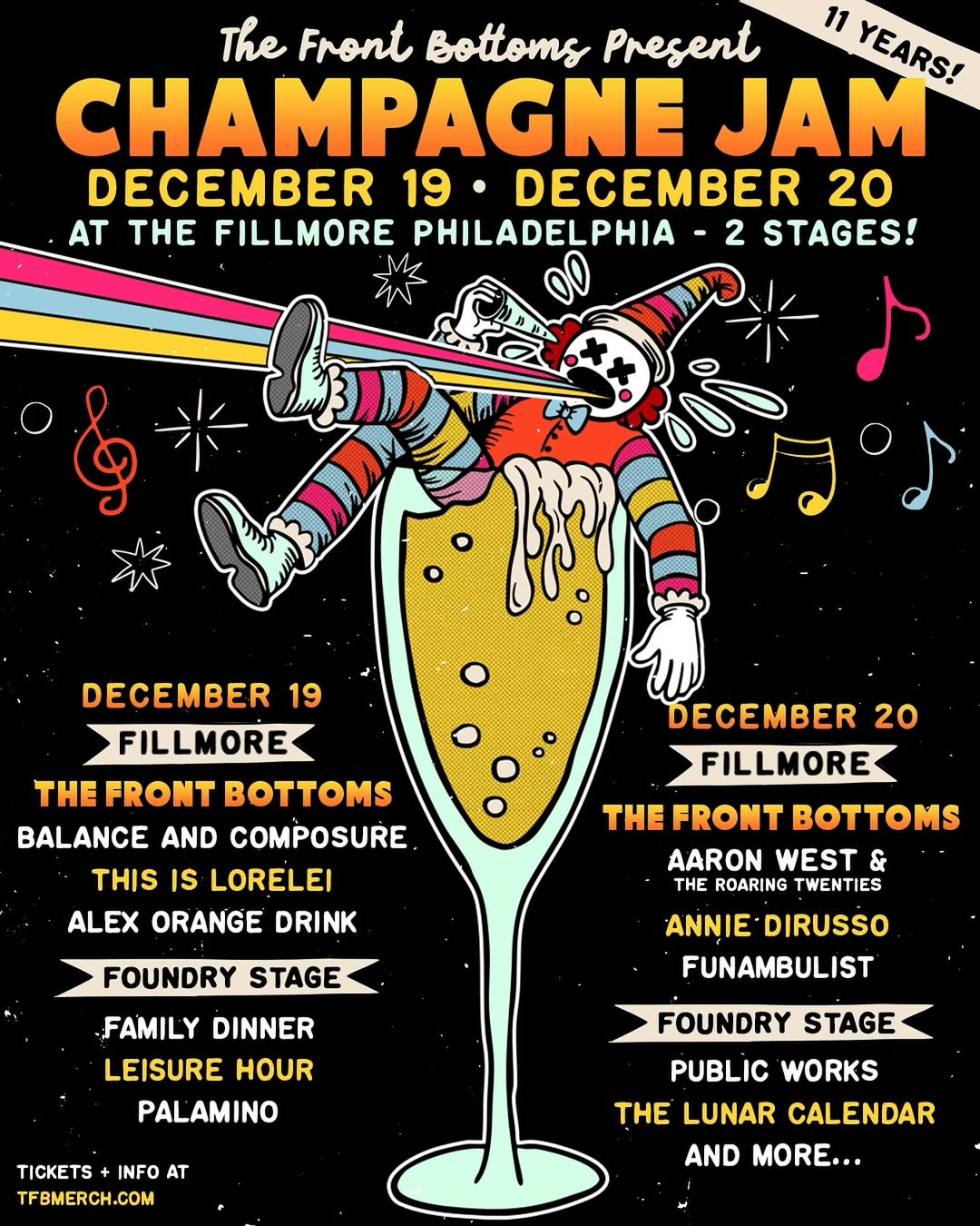 The Front Bottoms 10 Years of Back On Top Tour Poster 2025